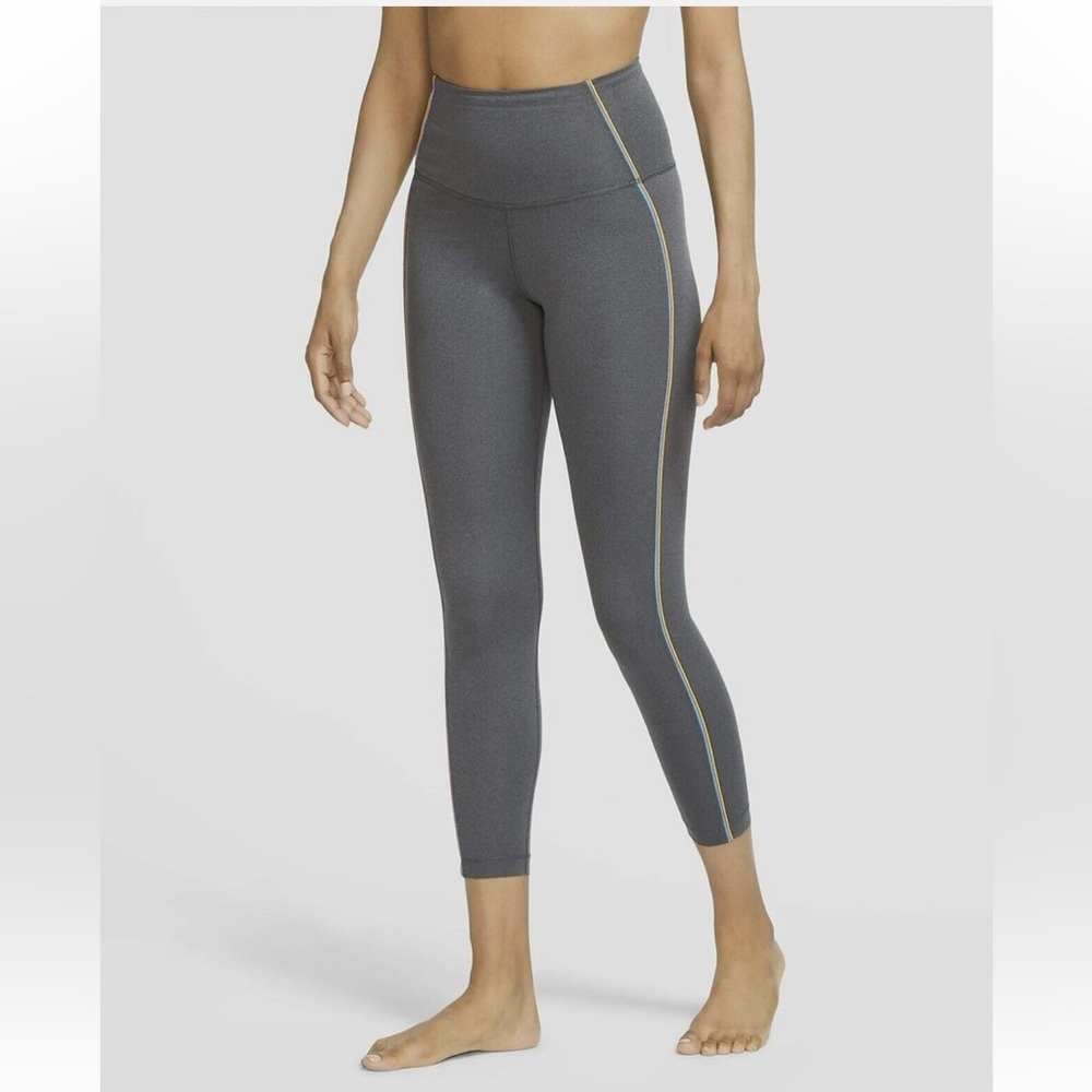 Nike‎ Yoga Dri-Fit Women's Small Grey High Rise 7/8 Crop Leggings #CU5360-032
